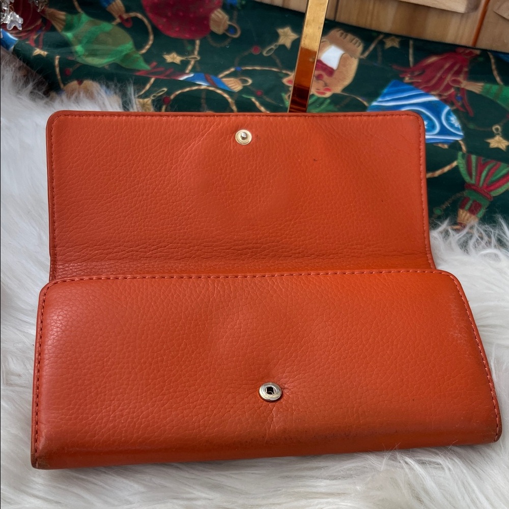 Michael Kors Fulton Orange Leather Wallet with Gold Logo - Picture 9 of 16